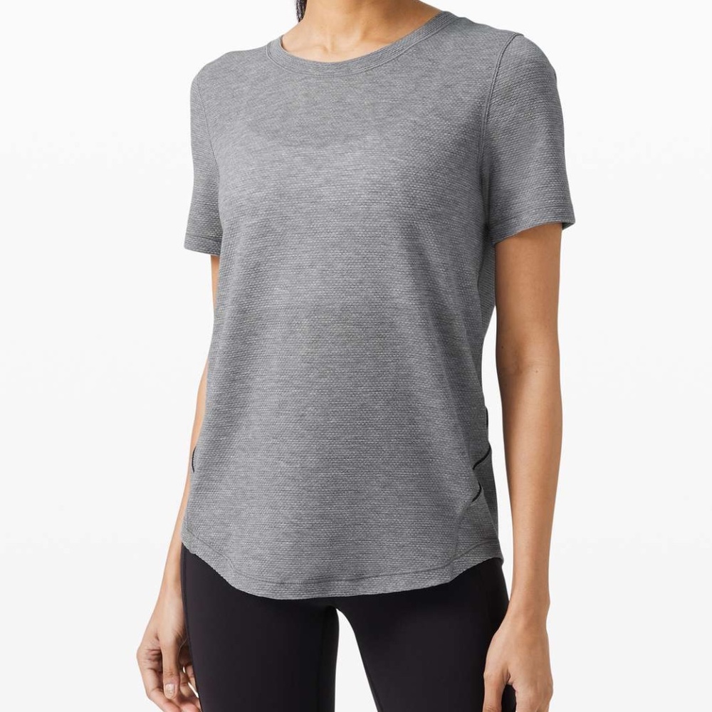 Lululemon Long Distance Short Sleeve - Heathered Black - Size 20